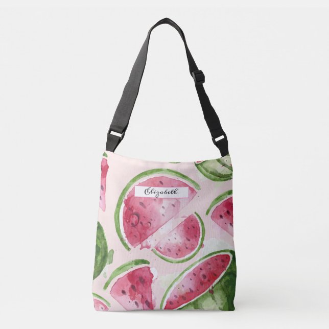 Cute Watercolor Watermelon   Crossbody Bag (Front)