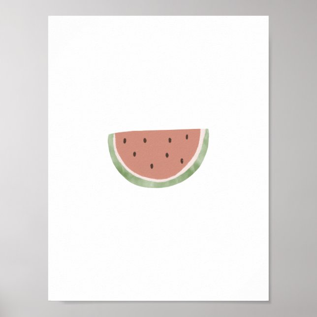 Cute Watercolor Watermelon Fruit Nursery Poster (Front)