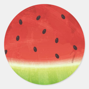 Cute Watercolor Watermelon Giant funny slice Classic Round Sticker