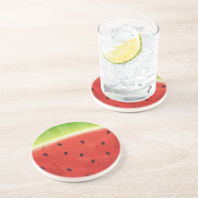 Cute Watercolor Watermelon Giant funny slice Coaster (Side)