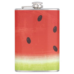 Cute Watercolor Watermelon Giant funny slice Hip Flask