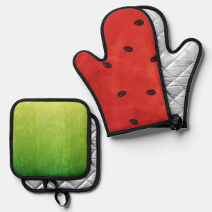 Cute Watercolor Watermelon Giant funny slice Oven Mitt & Pot Holder Set