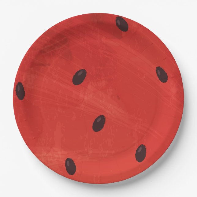 Cute Watercolor Watermelon Giant funny slice Paper Plate (Front)
