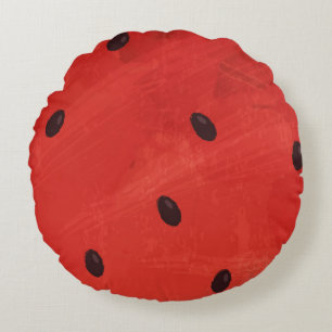 Cute Watercolor Watermelon Giant funny slice Round Cushion