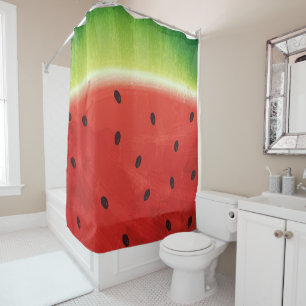 Cute Watercolor Watermelon Giant funny slice Shower Curtain