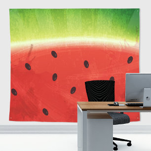 Cute Watercolor Watermelon Giant funny slice Tapestry