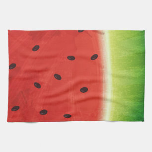 Cute Watercolor Watermelon Giant funny slice Tea Towel