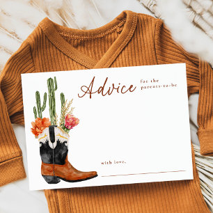 Cute Watercolor Western Boots Baby Shower Advice Card