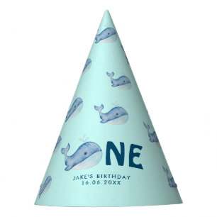 Cute Watercolor Whale Birthday Personalized Party Hat
