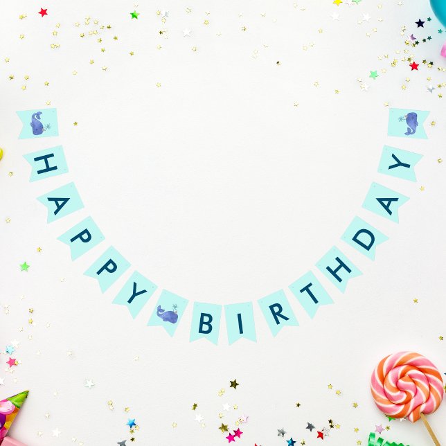 Cute Watercolor Whale Party Hat Birthday Bunting (Creator Uploaded)