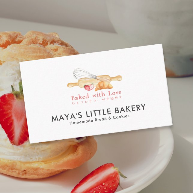 Cute Watercolor Whisk Pin Bakery Pastry Chef Business Card (Creator Uploaded)