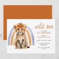 Cute Watercolor Wild One Boy 1st Birthday Cheetah 