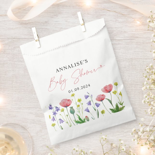 Cute Watercolor Wildflower Baby Shower  Favour Bags (Clipped)