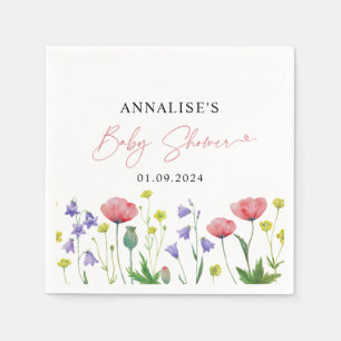 Cute Watercolor Wildflower Baby Shower Napkin