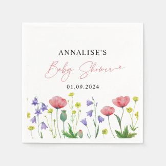 Cute Watercolor Wildflower Baby Shower Napkin