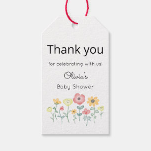 Cute Watercolor Wildflowers Thank You Baby Shower  Gift Tags