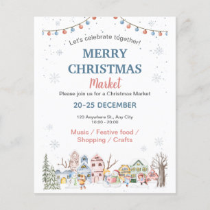 Cute Watercolor Winter Holiday Christmas Market Flyer