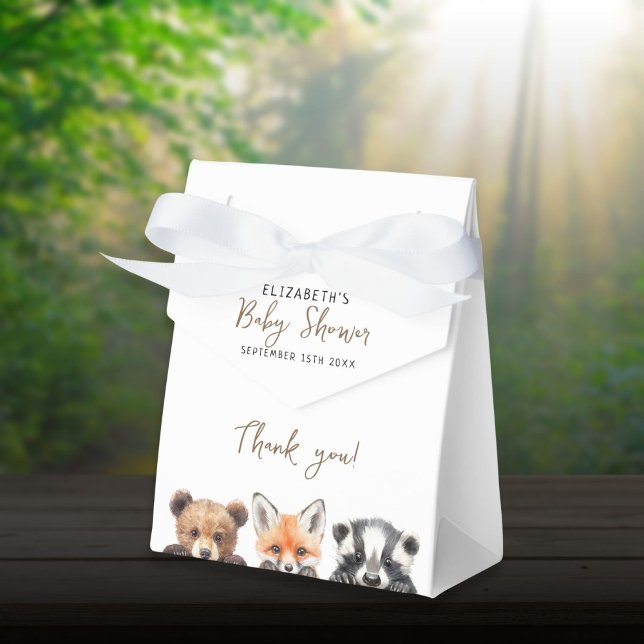 Cute Watercolor Woodland Animals Baby Shower Favour Box (Cute Watercolor Woodland Animals Baby Shower Favor Boxes)