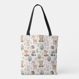 Cute Watercolor Woodland Animals - Cottagecore Tot Tote Bag