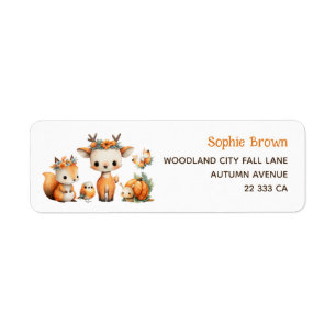 Cute Watercolor Woodland Animals Return Address 