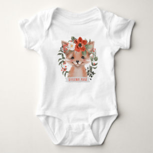 Cute Watercolor Woodland Baby Fox Baby Bodysuit