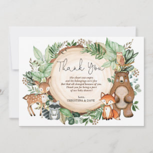 Cute Watercolor Woodland Forest Animals Thank You Card