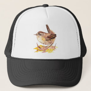 Cute Watercolor Wren Bird, Nature, Wildlife Trucker Hat