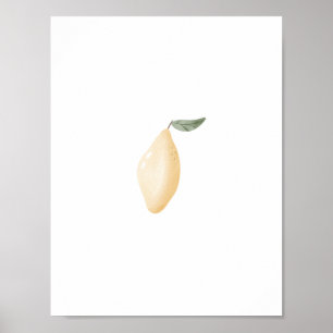 Cute Watercolor Yellow Lemon Fruit Nursery Poster