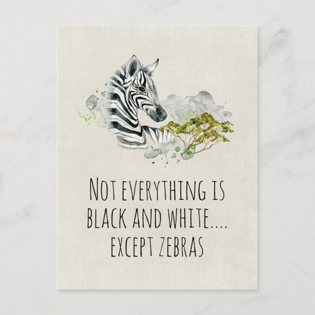 Cute Watercolor Zebra With Funny Saying Postcard (Front)