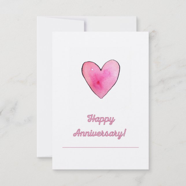 Cute Watercolour Anniversary Card (Front)