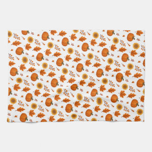 Cute Watercolour Autumn Harvest  Tea Towel