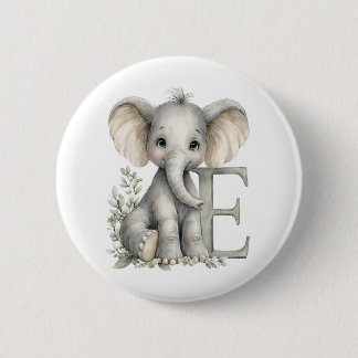 Cute watercolour baby animal alphabet Elephant 6 Cm Round Badge