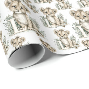Cute watercolour baby animal alphabet wrapping paper