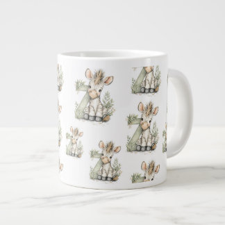 Cute watercolour baby animal alphabet Zebra Large Coffee Mug