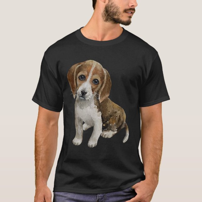 Cute Watercolour Beagle Puppy Dog Painting Trendin T-Shirt (Front)
