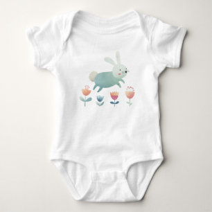 Cute watercolour Bunny & flowers Baby Bodysuit