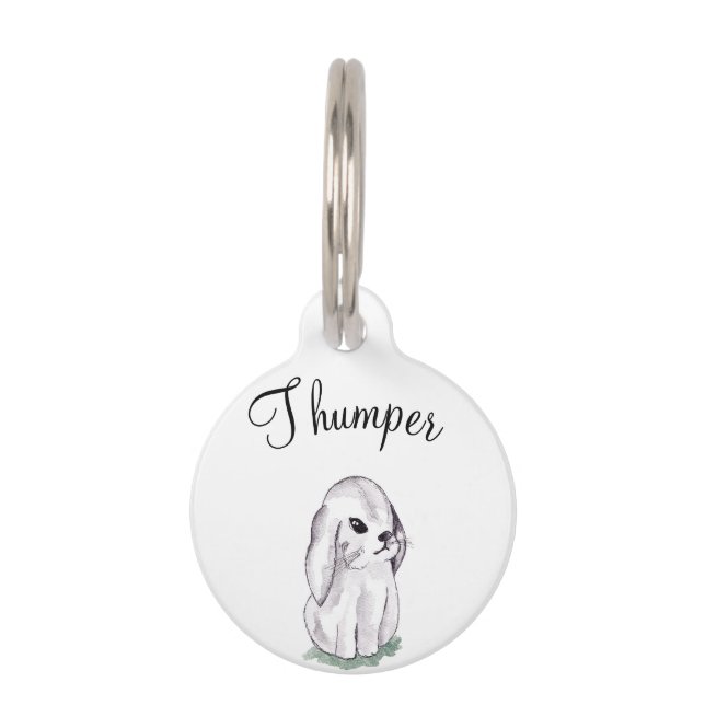 Cute watercolour bunny rabbit pet tag (Front)