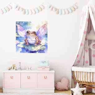 Cute Watercolour Fairy Frog   Girls Nursery Art Poster