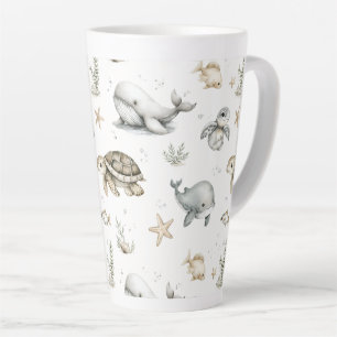 Cute Watercolour Ocean Baby Animals  Latte Mug
