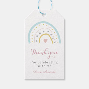 Cute Watercolour Rainbow Thank you Birthday Party Gift Tags