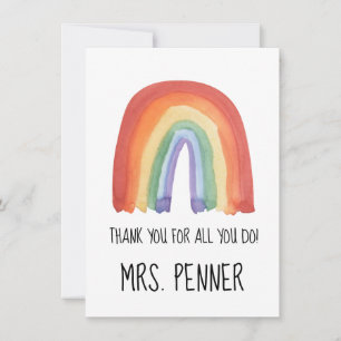 Cute watercolour rainbow thank you gift keychain card