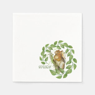 Cute watercolour squirrel napkin