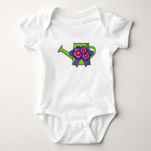 Cute Watering Can with Flowers Bouquet Baby Bodysuit