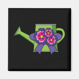 Cute Watering Can with Flowers Bouquet Magnet