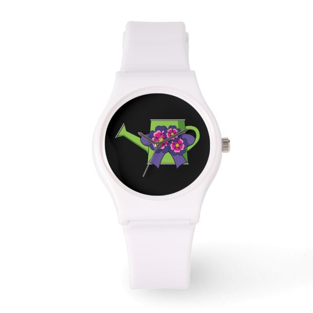 Cute Watering Can with Flowers Bouquet Watch (Front)