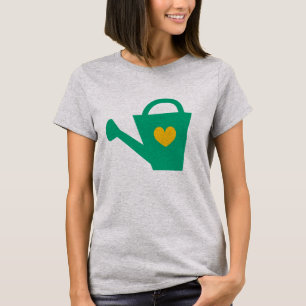 Cute watering can with heart t shirt for gardener