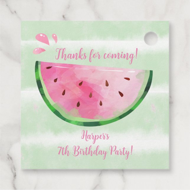 Cute Watermelon Birthday Party Favour Tags (Back)