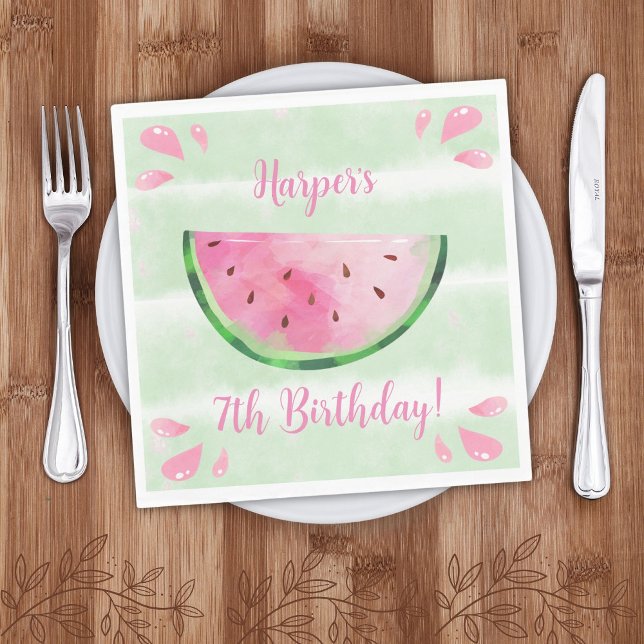 Cute Watermelon Birthday Party Napkin (Creator Uploaded)