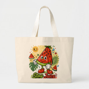 Cute Watermelon Cartoon Large Tote Bag
