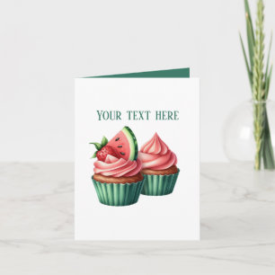 Cute watermelon cupcakes customizable card